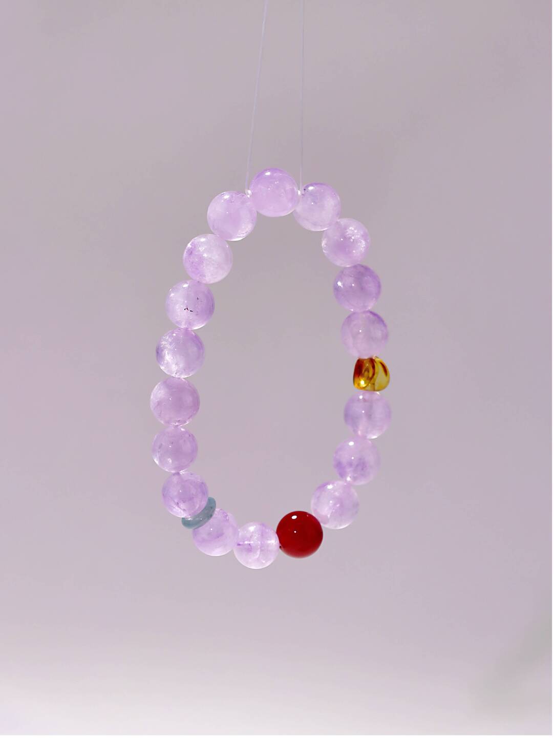 Lavender Amethyst Amber Flower Bead Bracelet Flower Collection Light Jewelry