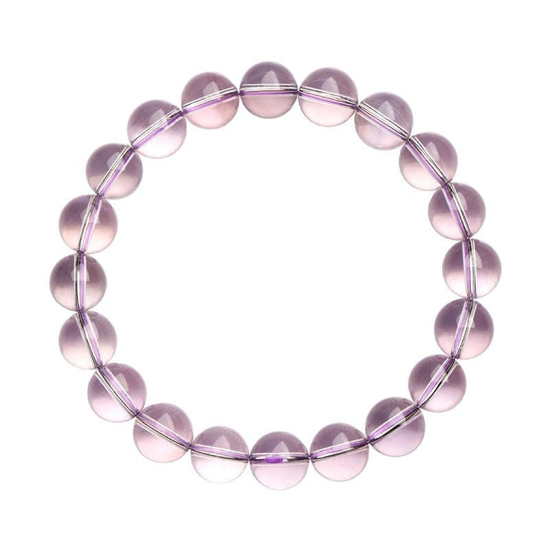 Natural Ice Transparent Purple Jade Crystal Round Bead Bracelet Ice Seed Purple Jade Crystal Bracelet