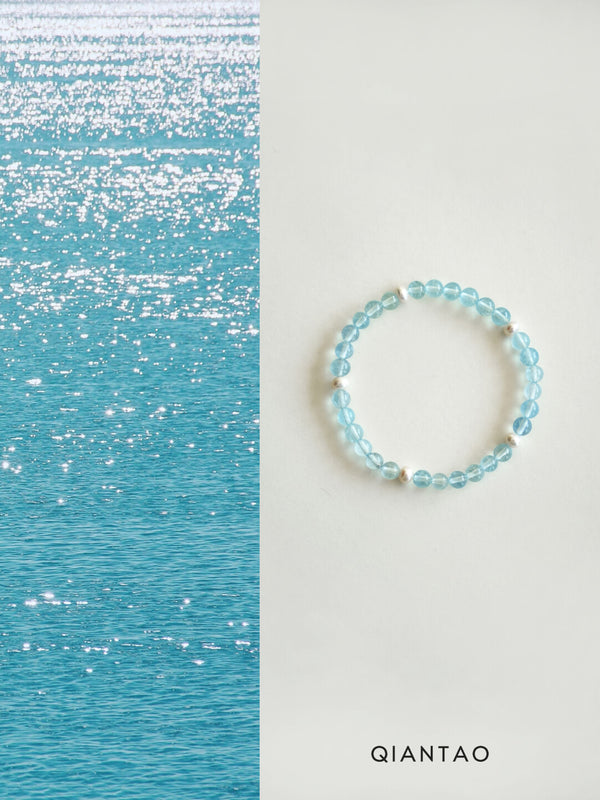 Natural Glacier Aquamarine Bracelet Women's Natural Freshwater Pearl Bracelet