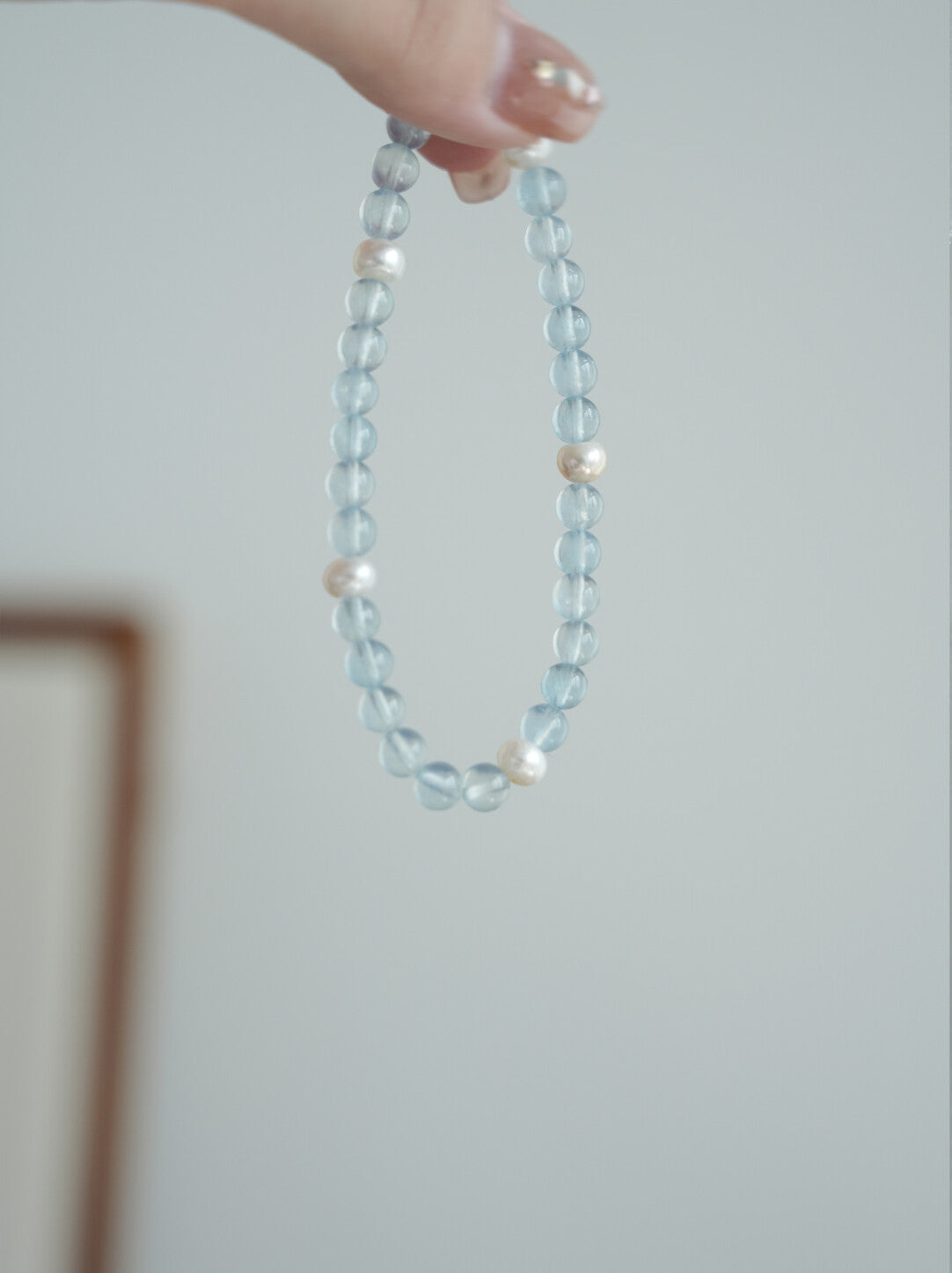 Natural Glacier Aquamarine Bracelet Women's Natural Freshwater Pearl Bracelet